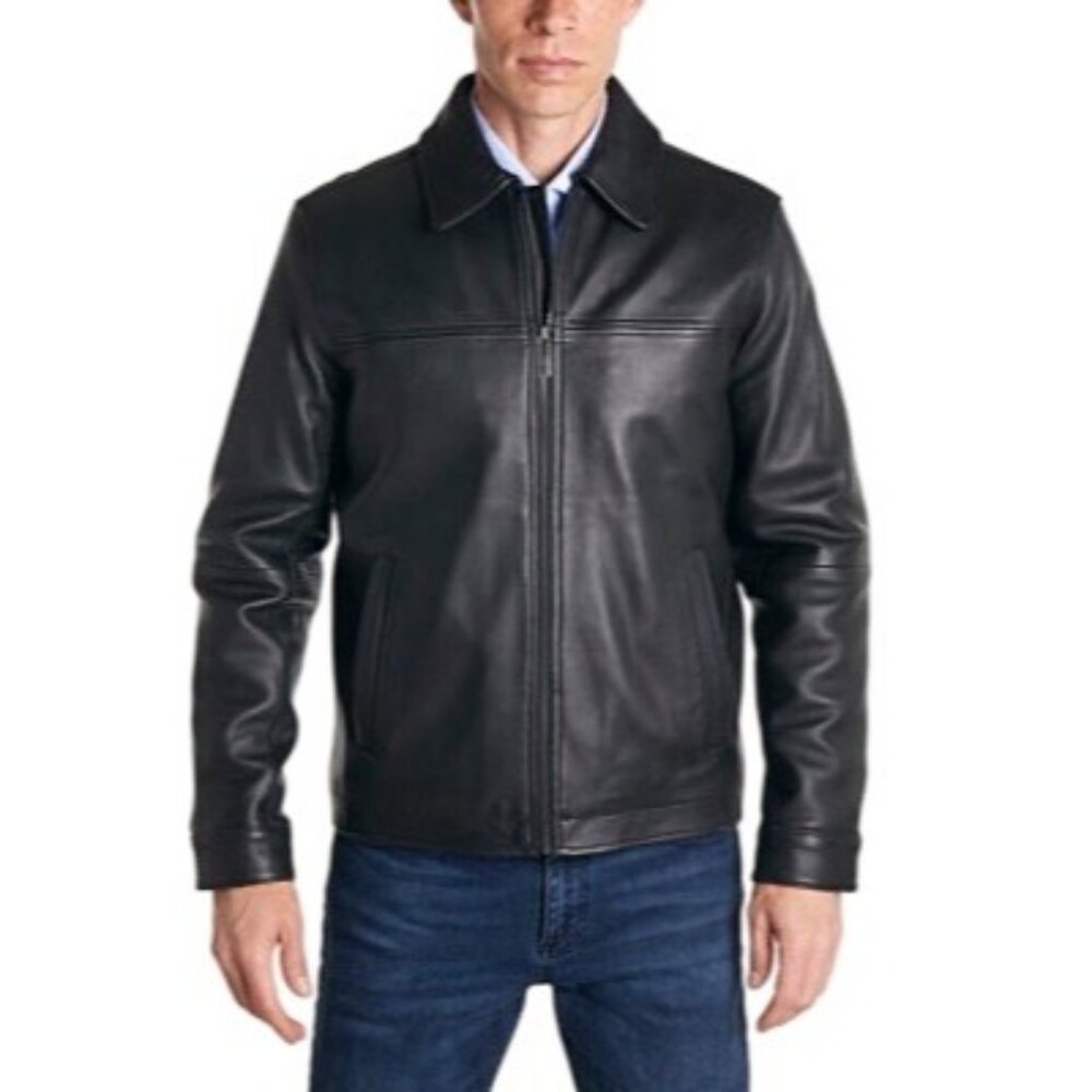 VTG Perry Ellis Portfolio Mens Black Lambskin Leather Jacket | 90s Quiet Luxury - Picture 16 of 16